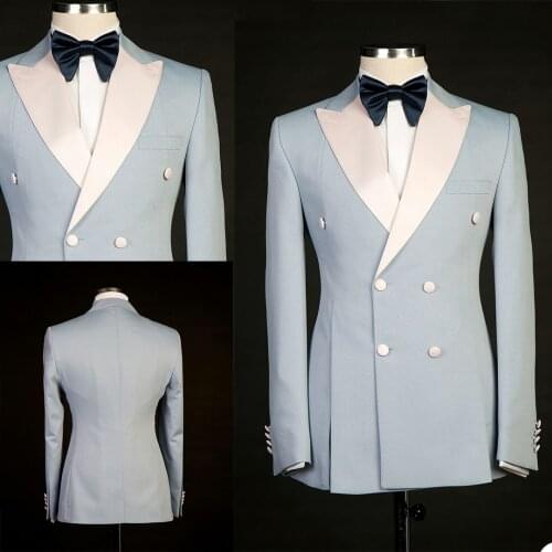 Groom Wedding Tuxedos Double Breasted Pink Peaked Lapel Pants Suits Mens Prom Party Jacket Coat Formal Outfits(Jacket+Pants)