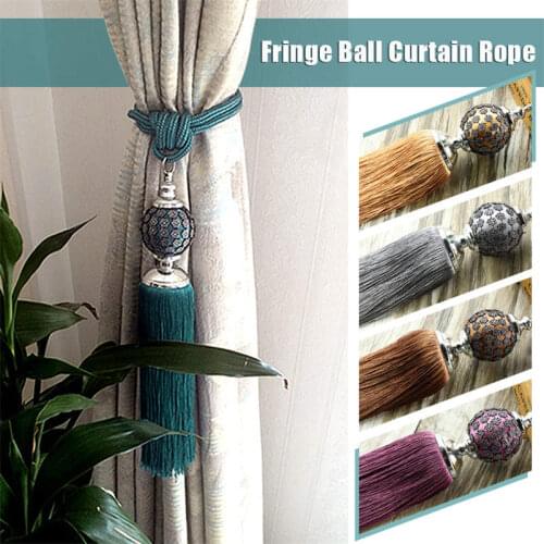 1 Pair Curtain Tassel Fringe Tiebacks Holdbacks Hanging Belt Ball Ropes