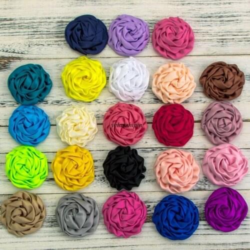 10pcs/lot 3.2"15 Colors New Hot Good Quality Artificial Silk Rosette Flower For Children Accessories/Headband Hair Clips DIY