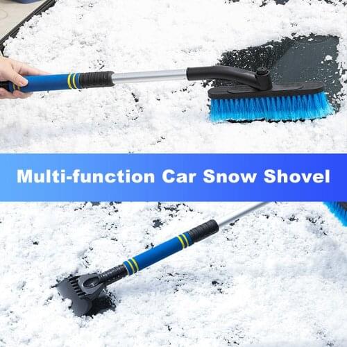 2-in-1 Car Ice Scraper Snow Remover Shovel Brush Window Windscreen Windshield Deicing Cleaning Scraping Tool
