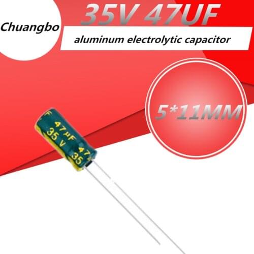 20pcs 35V 47UF 5*11MM Higt quality Aluminum electrolytic capacitor 47UF 35V Low ESR/impedance high frequency 5*11MM 20