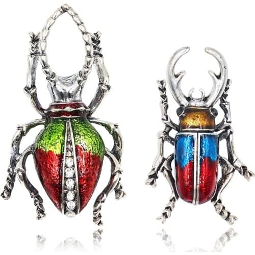 2020 Fashion Jewelry New Cute Enamel Pin Metal Crystal Beetle Brooch Broches Vintage Insect Brooches For Women Men