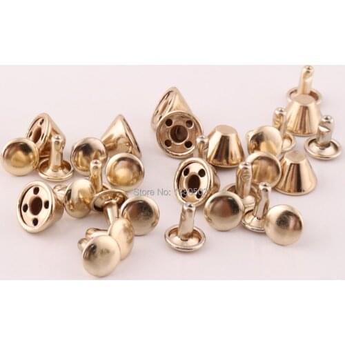 50sets/lot 10*9mm Gold Color Double Cap Rivets Stud Spikes Rivets For Leather Craft Bag Belt Accessories