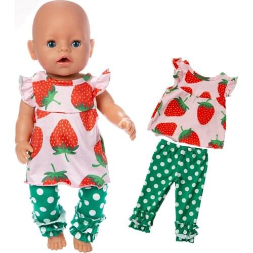 Strawberry Suit Fit 17 inch 43cm Doll Clothes Born Baby Suit For Baby Birthday Festival Gift