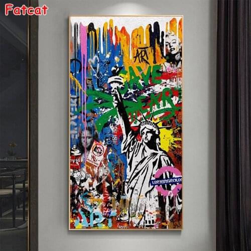 Diamond Painting Abstract statue of liberty graffiti art Cross Stitch Diamond Mosaic Embroidery crystal Beaded Handicraft PP2097