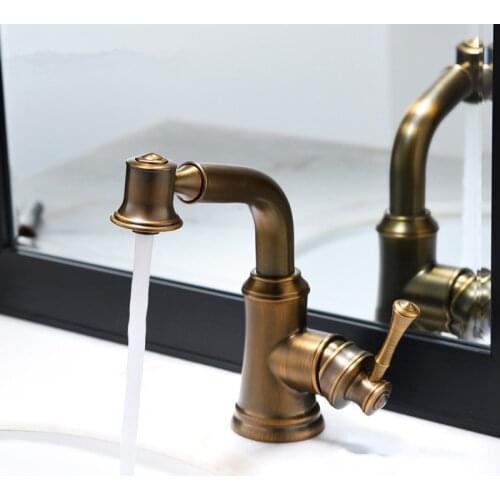 Antique Single hole deck mounted pull out Kitchen faucet Or bathroom washbasin faucet