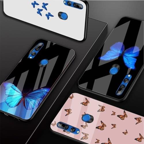 Butterfly Tempered Glass Phone Case For Huawei honor 8X 9 10i 20i 20Lite 20Pro 30 Pro Cover Shell