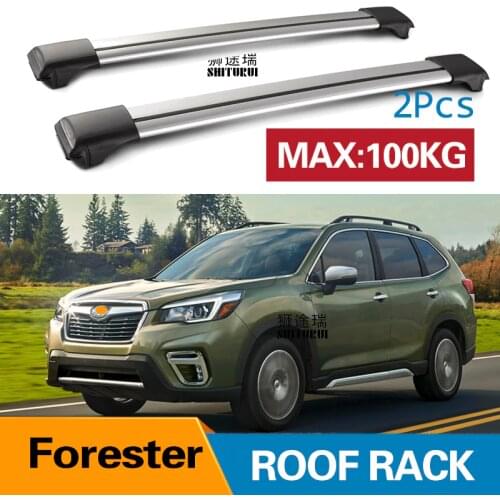 2Pcs Roof bars For SUBARU Forester 2013 - 2017 2015 2016Aluminum Alloy Side Bars Cross Rails Roof Rack Luggage CUV SUV LED