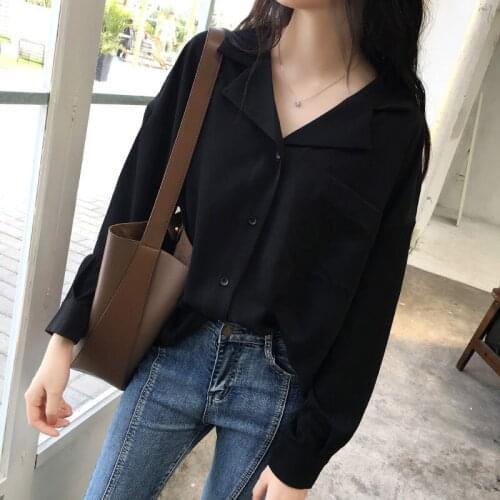 Blouse Women Chiffon Long Sleeve 2020 Spring and Autumn Womens Loose V-neck Blusas Ropa De Mujer