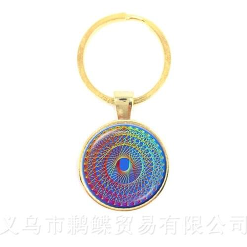 Cabala Mandala Keychains Flower Tree of Life Glass Cabochon Pendant For Children Men Women Jewelry Creative Gift Keyring
