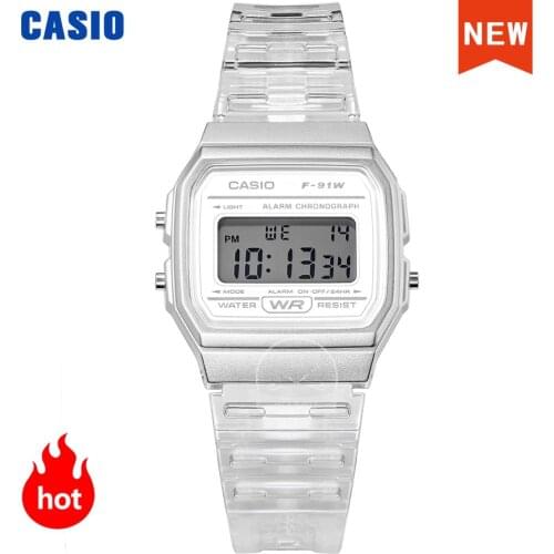 Casio Men Women Watches Casual Transparent LED Digital Sport Watch Lovers Gift Clock Waterproof Children Kids Wristwatch F-91W