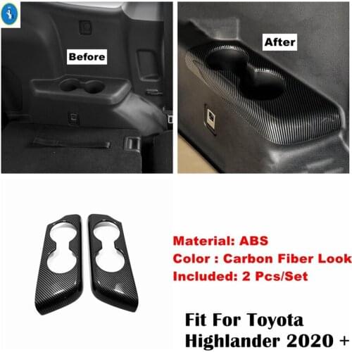 The Third Row Rear Water Cup Holder Decoration Panel Cover Trim For Toyota Highlander 2020 - 2022 Carbon Fiber Look Accessories
