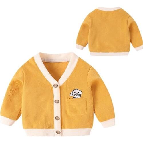 Children Cardigan Spring Coat Girls Baby Knitted Top Autumn Clothes For Boy Casual Cartoon Solid Color Outerwear Kids Outer