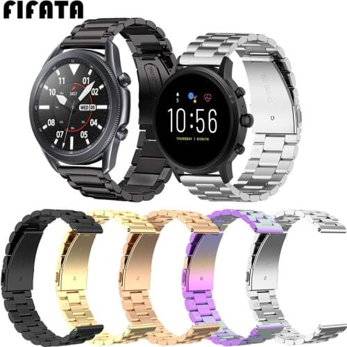 FIFATA 20MM 22MM Metal Stainless Steel Smart Watch Strap For Samsung Galaxy Watch 3 45MM/Huami Amazfit GTR 47MM/Pace/Huawei GT2e