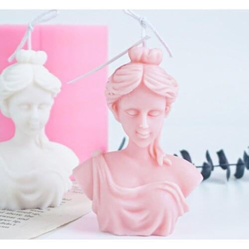 Art Female Statue DIY Candle Molds Venus Plaster Portrait Mould Broken Arm Sculpture Silicone Mold Fragrance Candle Making Mould