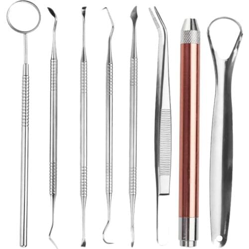 Tools Pick, 8 Pack Teeth Cleaning Oral Care Kit, Stainless Steel Hygiene Kit Calculus Plaque Tartar Remover Set, P