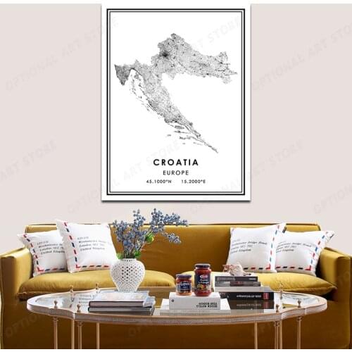 CROATIA Poster and Map Prints Canvas Painting Modern Picture Wall Art Painting Living Room Home Decoration Cuadros