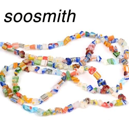 Colorful Irregular Gravel Glass Beads LampworkStone Bead For Jewelry Making Handmade Charm Bracelet Diy Fashion Accessories Gift