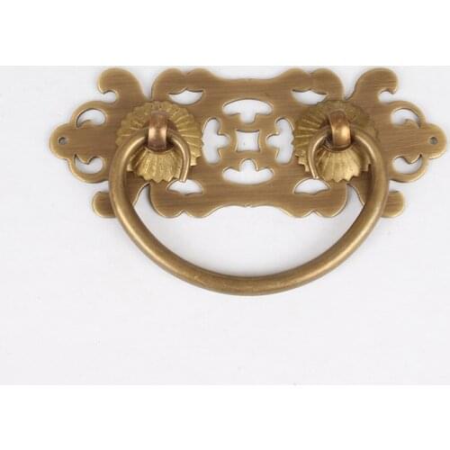 2pcs Brass Jewerly Box Handle Drawer Pull Door Knocker Hardware Vintage Chinese Furniture Cabinet Door Handle