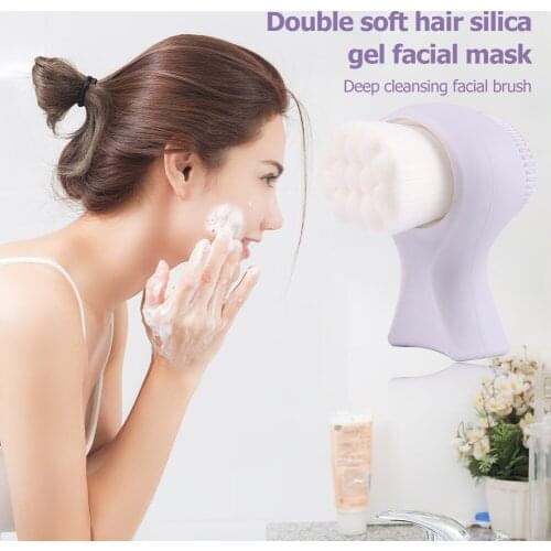 Mini Portable Silicone Facial Cleansing Scrub Double-side Massage Face Skin Care Brush Deep Soft Fur Cleaning Brushes