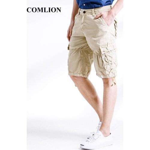COMLION 2018 Fashion Cargo Shorts Men Beach Army Casual Combat New Brand Multi-Pockets Solid Color Cotton Plus Size Hotop F9