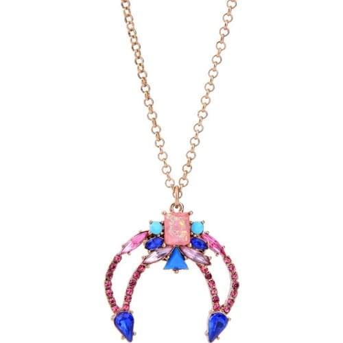 Bulk Price 2017 New Colorful Crystal Inlay Crab Pendant Necklace Long Chain Necklace Women Jewelry Accessories