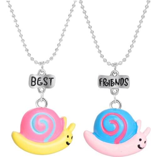 Cartoon Kids Friendship Colorful Snails Necklace For Children BFF Silicone Necklace Set Jewelry Christmas Gifts