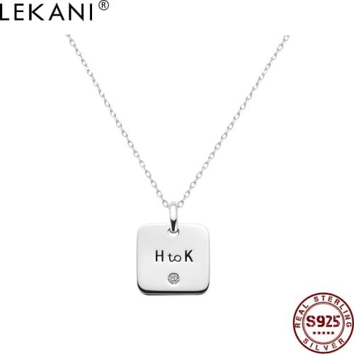 LEKANI Womens Necklace S925 Sterling Silver Trendy Simple Tag Letter Customize Pendant Necklaces Romantic Gift For Girlfriend