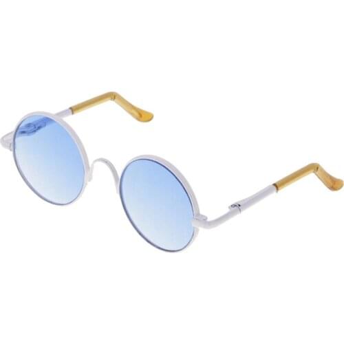 Pair of Fashion Retro Hippy Round Glasses Eyewear Eyeglasses for 1/3 BJD SD AS DZ MSD YOSD White