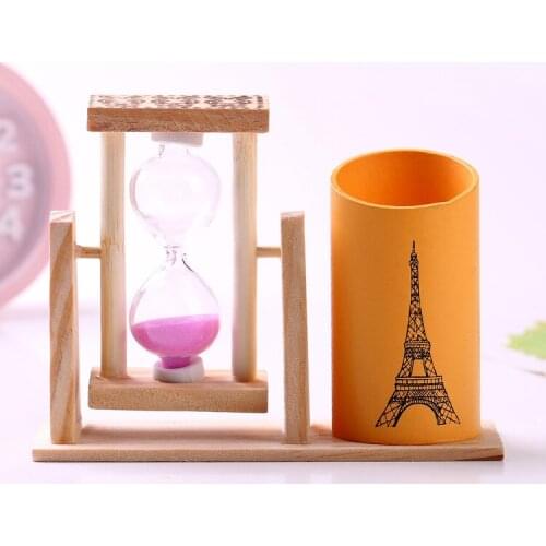 Hourglass student creative desktop decoration with pen holder stationery pen holder gift brushing tea timer