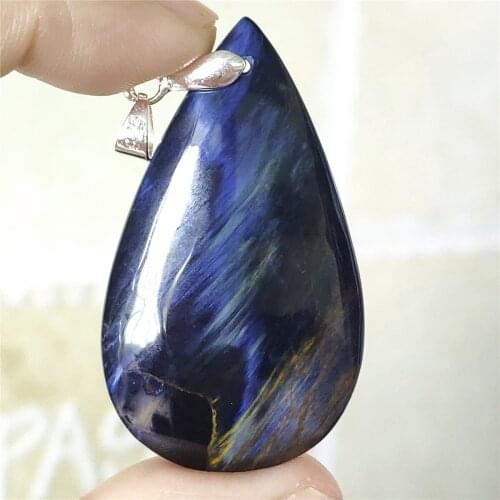 Genuine Natural Blue Pietersite Pendant Chatoyant Namibia 46x27x9mm Women Men Cat Eye Fashion Jewelry AAAAAA