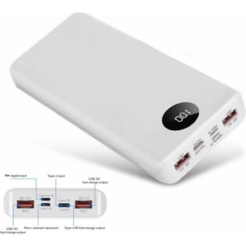 QC 3.0 Fast Charging USB Powerbank Battery Charger Box LED Digital Display Light 8*18650 Battery Charger Case for all smartphone