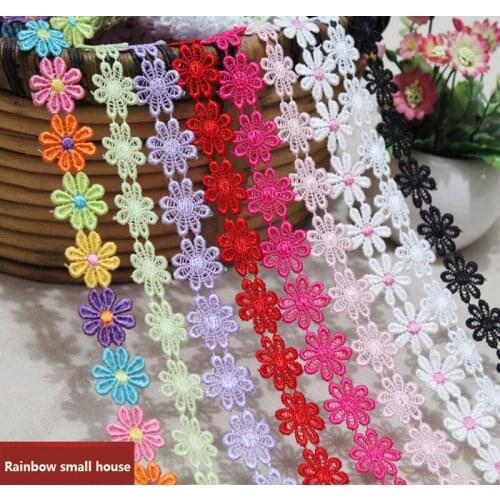 10 meters 2.5cm wide colors Soluble Embroidered flower daisy lace trim ribbon craft for DIY-NL