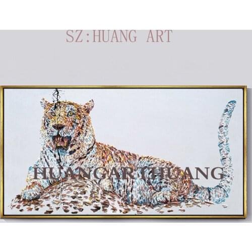 Hand-painted tiger knife painting modern modern oil painting art painting canvas decorative wall decoration art home and hall