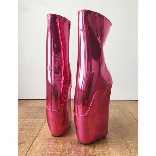 Metallic Peach Women Boots Big Size Heelless Unisex Boots Sexy Fetish Side Zipper High Heels Ballet Wedge Tall Pull Up Boots Cus