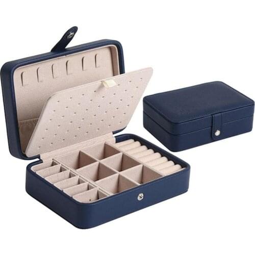 New 2021 Leather Portable Jewelry Box Double Simple Earrings Ring Jewelry Casket Can Hold 68 Earrings