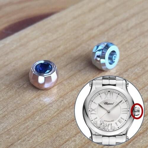 Blue sapphire crystal+steel crown for Chopard Happy Diamonds 36mm 278 watch parts tools