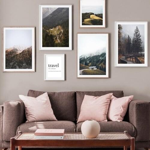 Nordic Landscape Wall Art Poster Mountain Wood Land Canvas Painting Field Picture Decoration Home Forest Wall Art Poster Decor