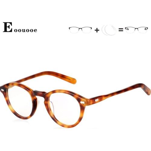 Acetate Vintag Round Glasses Frame Women Men Mujer Prescription Eyewear anti blue light Optical Glasses