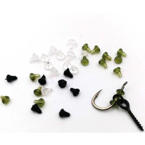 Carp Fishing 50pcs 3colors Hook Stoper on Sliding Hooks Holder Terminal Tackle Rubber Pop Up Set Up Rig Shank Beads accessories