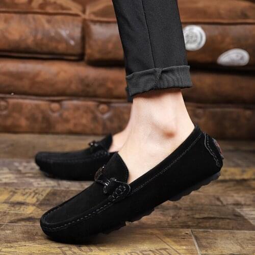 Fashion Men High Quality Leather Loafers Men Breathable Comfy Casual Moccasins Loafers Mens Driving Outdoor Slip On Lazy Shoes