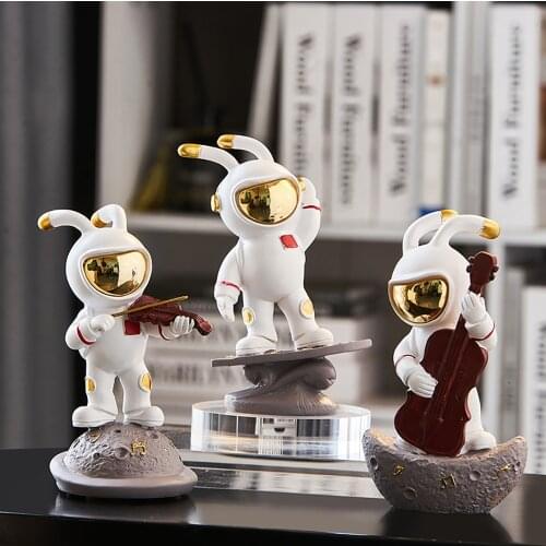 Teen Room Decoration Resin Astronaut Ornaments Nordic Home Decoration Music Bunny Figurines Office Desktop Decor Accessories