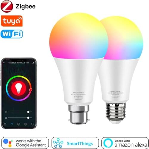 Zigbee Smart Led Bulb E27 B22 15W Smart Life APP Google Home Alexa Control Led Lamp RGBW RGBWW 110V 220V Led Bulbs for House