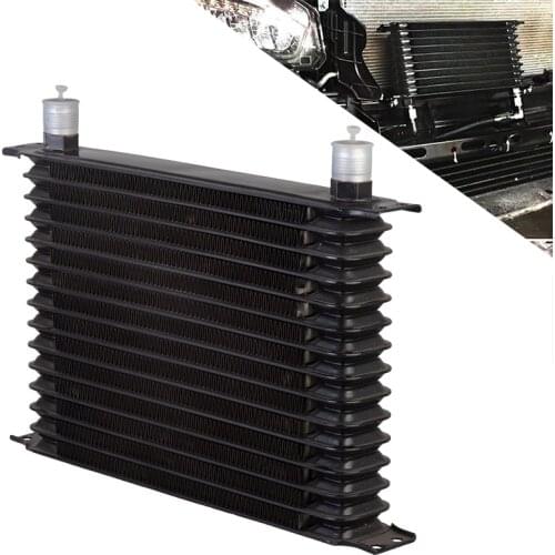 Universal Oil Cooler 15 row 10AN 10 AN Universal Engine Transmission Oil Cooler Kit Trust Type black