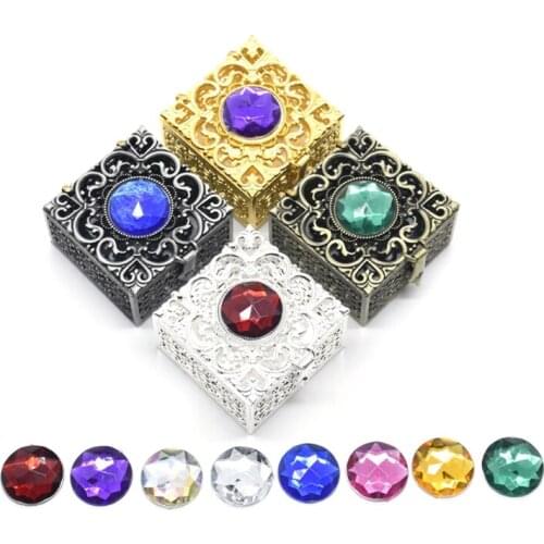 Top Decoration with Diamond Rosary Bead Box Metal Necklace Trinket Box Christian K0AB