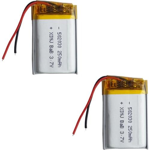 XINJ 3.7V 250mAh Polymer Rechargeable Li Lithium Battery Cells 502030 For Sat Nav MP3 MP4 Driving Recorder DIY smart watch