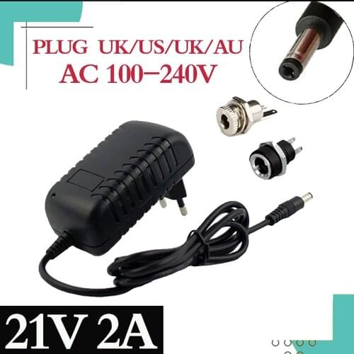 21V 2A 18650 Lithium Battery Charger 18V lithium battery Charger 5.5mm x 2.1mm DC Power Jack Socket Female Panel Mount Connector
