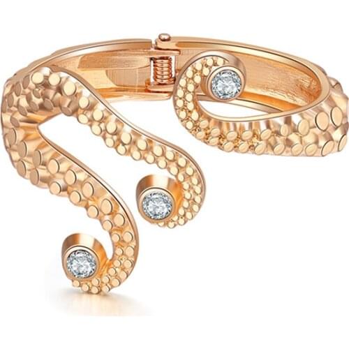 Punk Personality Open Bracelets for Women Exaggeration Arm Cuff Bangle Gold Color Bracelet Boho Jewelry