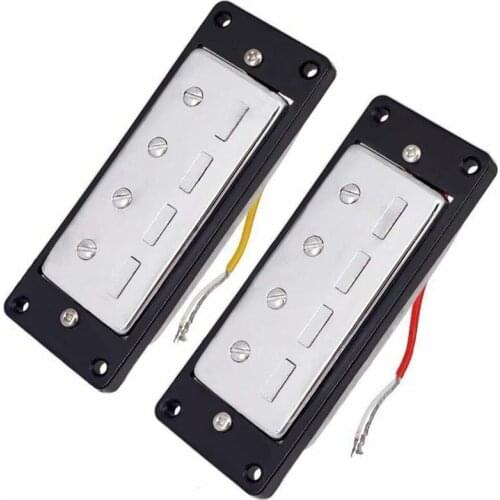 1Set Guitar Pickups Mini 4 string Bass Guitar Humbucker Pickups with Black Ring Chrome