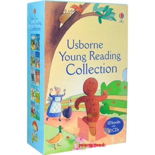 10 Books + 10 CD Usborne Young Reading Collection educational English picture Books Children Baby 1-6 years box packing 21*14cm